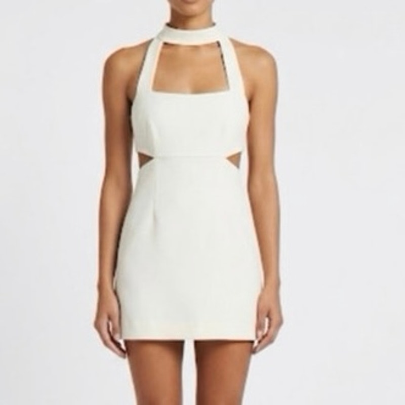 Jill Jill Stuart Ivory Halter Neck Side Cutout Mini Cocktail Dress Size 10